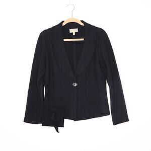 LINEA DOMANI Boiled 100% Wool One Button Jacket Shawl Collar Black Women's S